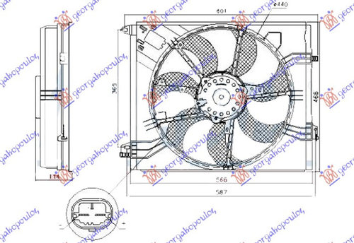 Electroventilator GMV 440MM Renault Talisman 2015- NOU 214813939R (2 PINI)