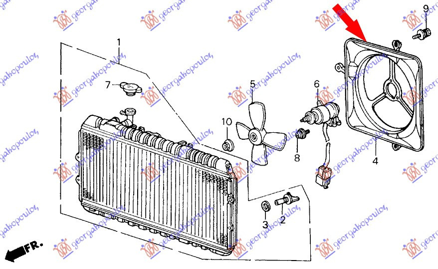 Electroventilator - Honda Civic Sedan 1982 , 19015pe0023