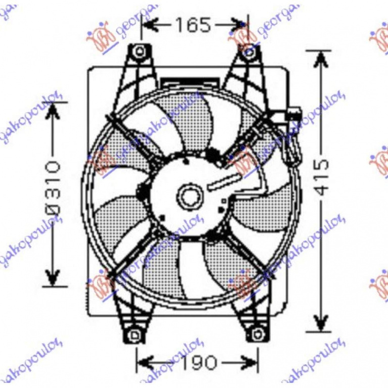 Electroventilator - Hyundai Accent H/B 1999 , 97730-25100