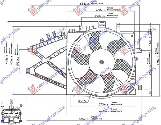 Electroventilator - Opel Corsa C2000 2001 , 1341334