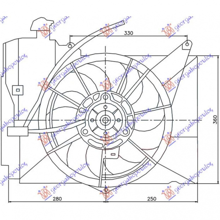 Electroventilator - Toyota Yaris Verso 1999 , 16711-21030