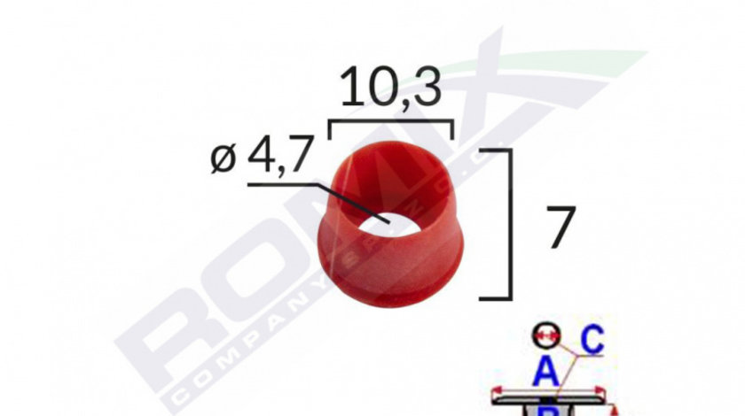 Element Fixare Elemente Exterioare Pentru Mercedes 10.3x7mm Rosu Set 100 Buc Romix A11751-RMX