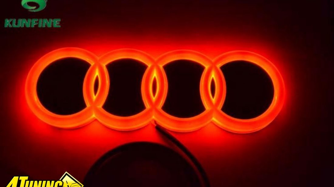 EMBLEMA AUTO LED SIGLA AUTO LUMINATA LED 4 D AUDI