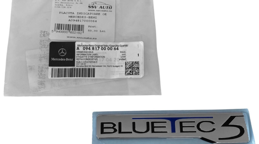 Emblema Bluetec 5 Oe Mercedes-Benz Actros MP3 2002→ A094817000064