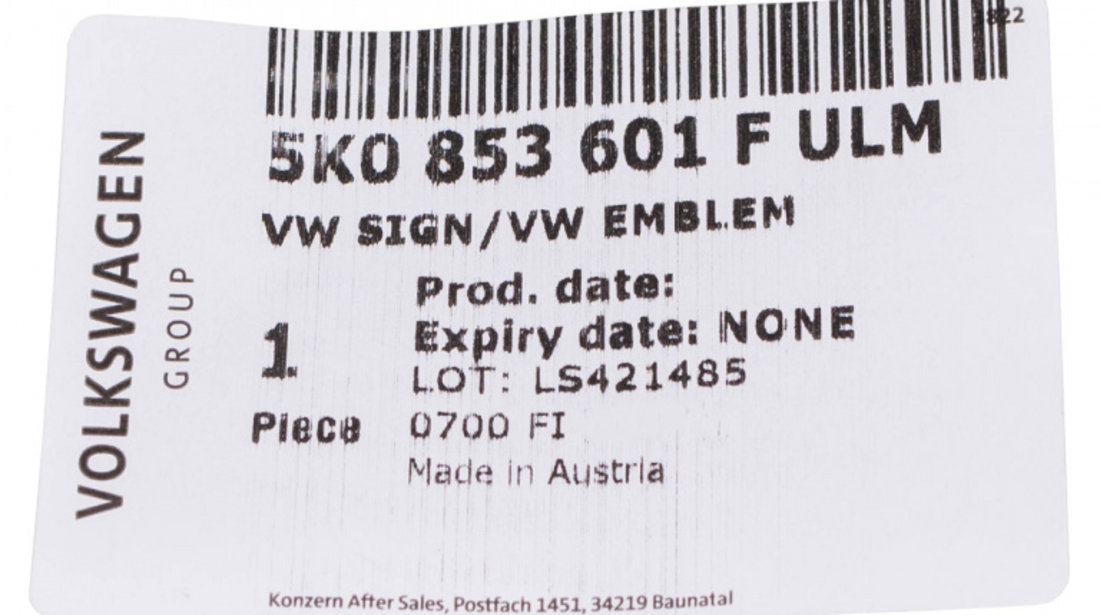 Emblema Fata Oe Volkswagen Golf 6 2008-2013 5K0853601FULM