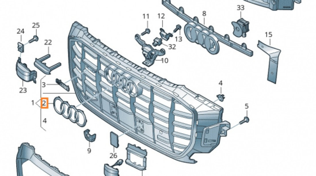 Emblema Grila Radiator Oe Audi RS6 2013-2018 Negru 4H0853605CT94