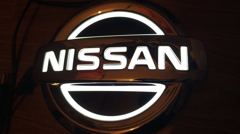 Emblema iluminata led alb Nissan Sigla logo Primera Juke qashqai X-trail