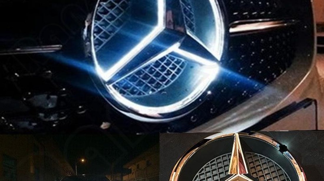 Emblema iluminata led Mercedes Benz grila 18.5cm sigla Glk C class