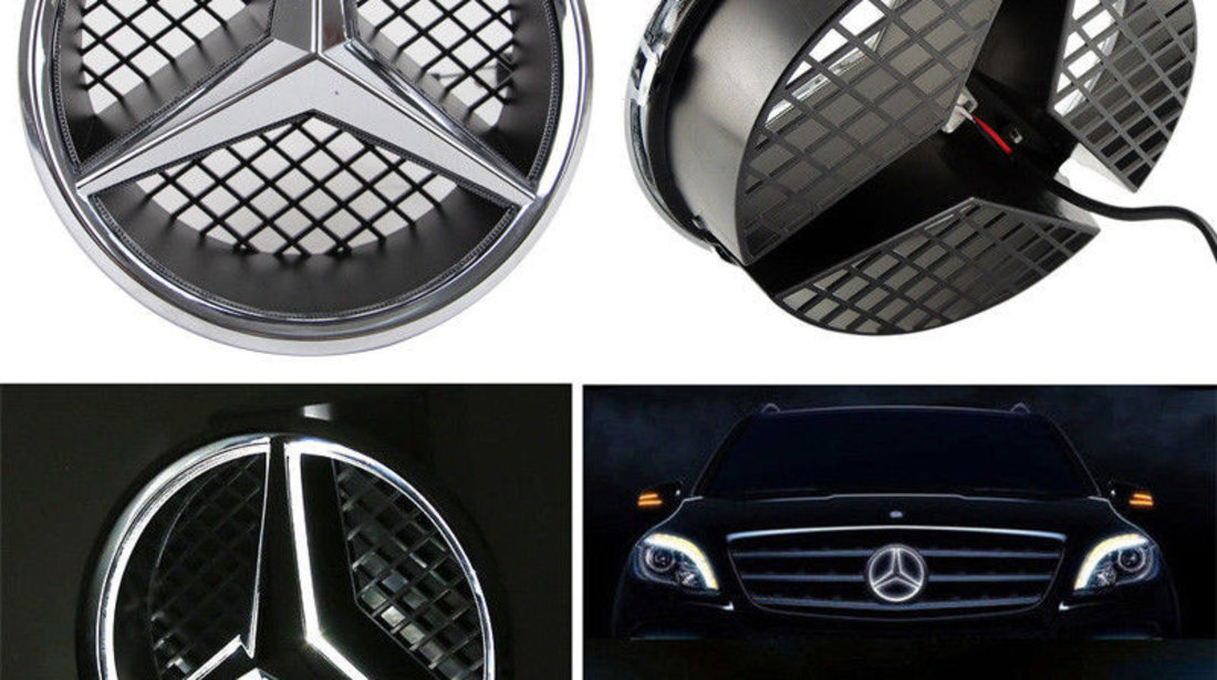 Emblema iluminata led Mercedes Benz grila 18.5cm sigla Glk C class