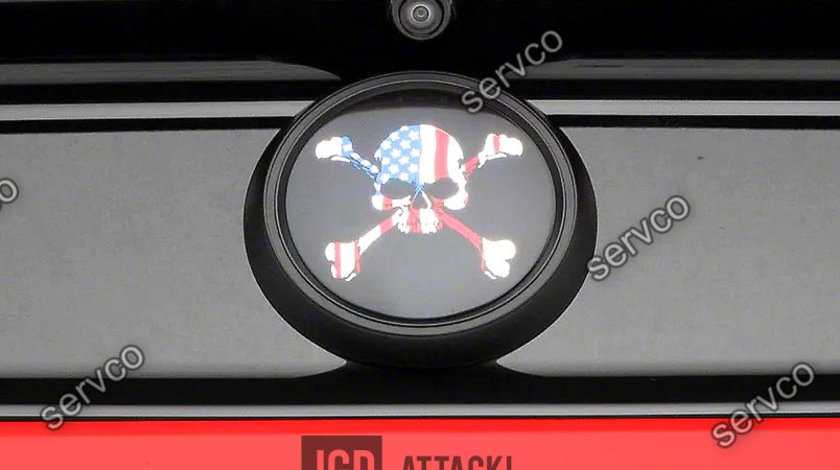 Emblema panou portbagaj bara spate Ford Mustang American Skull 2015-2021 v3