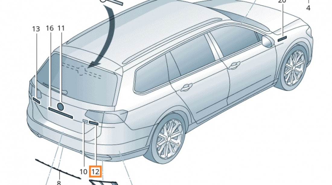 Emblema Portbagaj Spate Blue Motion Technology Oe Volkswagen Passat B8 2014→ 3G9853675BCWB