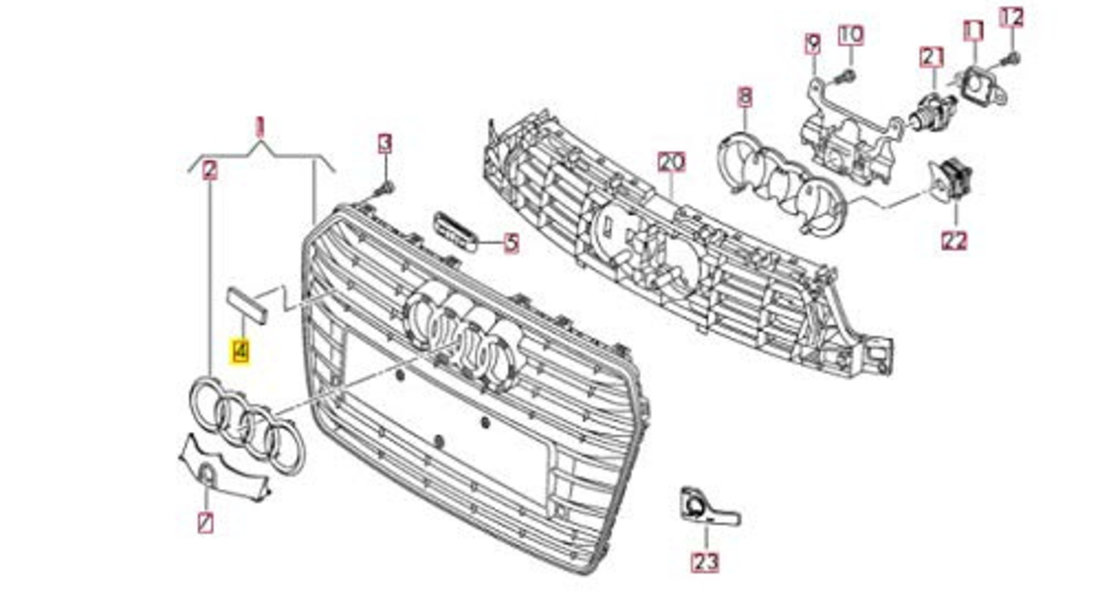 Emblema Quattro Grila Radiator Fata Oe Audi A6 C7 2010→ 4G0853736F2ZZ