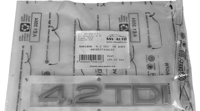 Emblema &quot;4.2 TDI&quot; Oe Audi 4H0853743A2ZZ