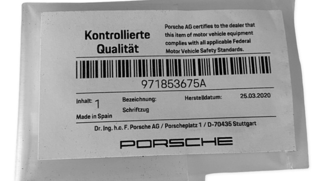 Emblema S Oe Porsche Panamera 971 2017→ 971853675A