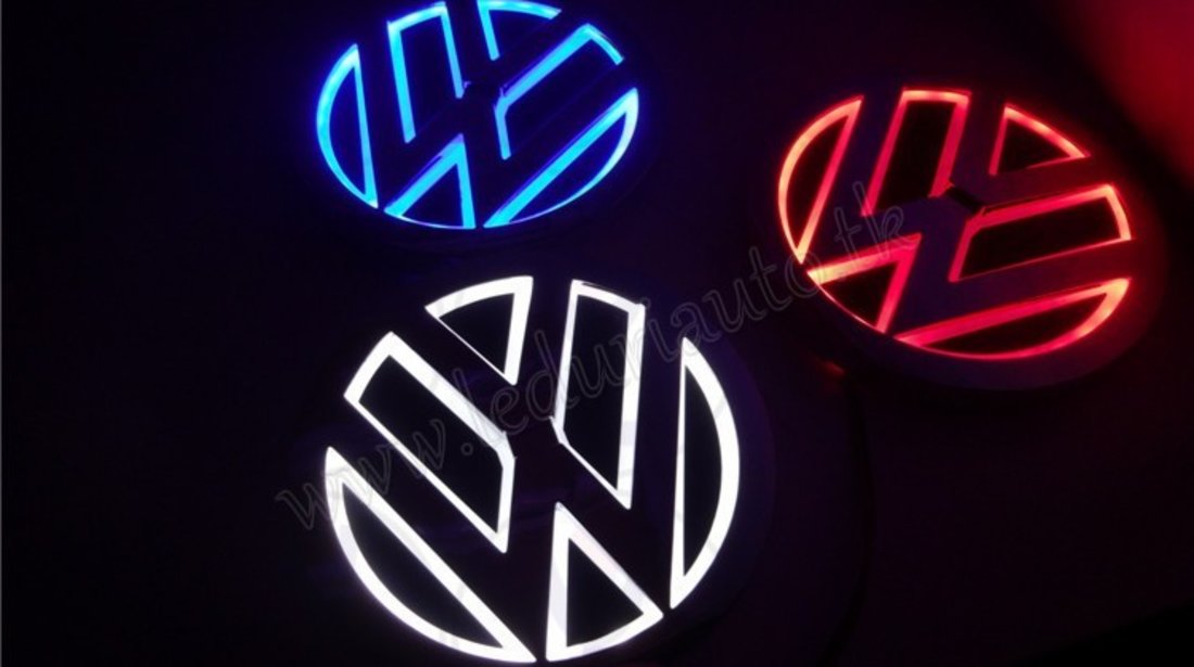 Emblema Volkswagen Led Lumina ALBA - Sigla 5D Vw - Logo iluminat golf Passat bora