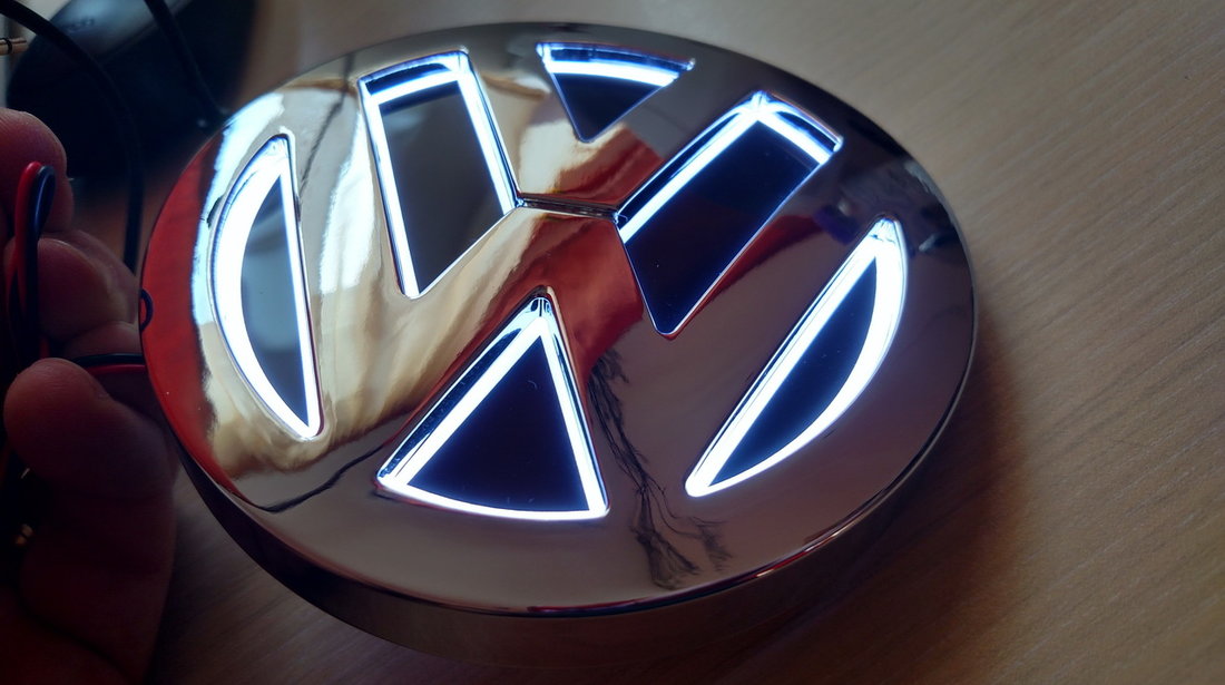 Emblema Volkswagen Led Lumina ALBA - Sigla 5D Vw - Logo iluminat golf Passat bora