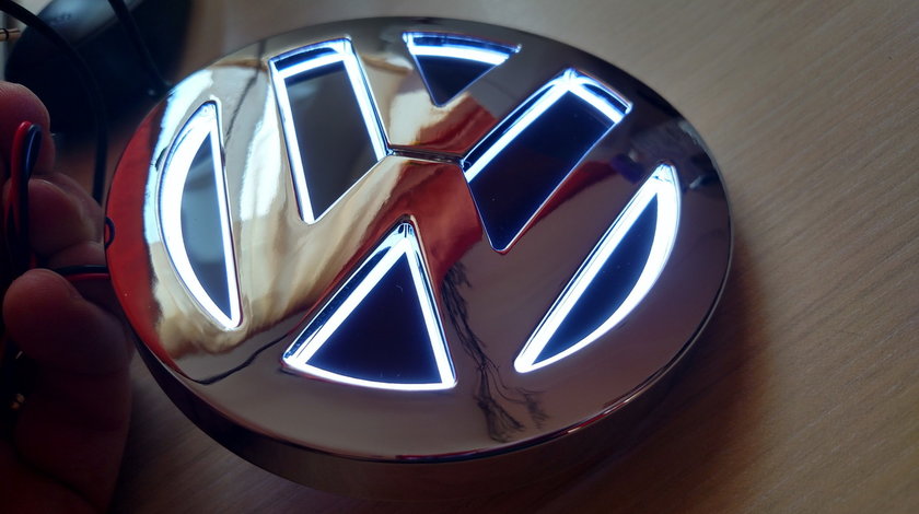 Emblema Volkswagen Led Lumina ALBA - Sigla 5D Vw - Logo iluminat golf Passat bora