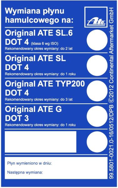 Eticheta Service Lichid Frana Ate 99.5801-0021.0