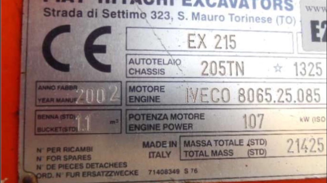 Excavator Fiat Hitachi EX 215
