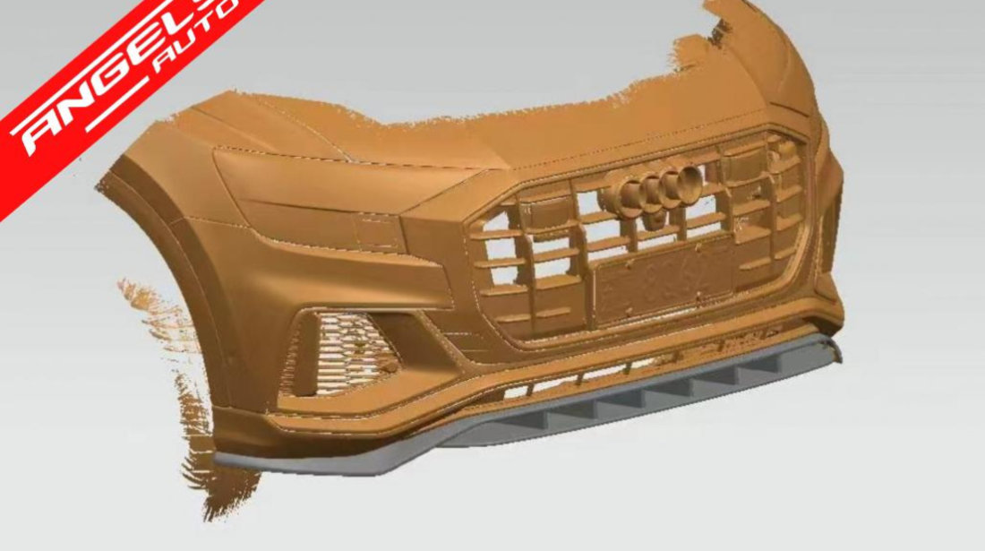 Extensie Bara Fata Lip Audi Q8 S-Line (2018-2023) Negru Lucios