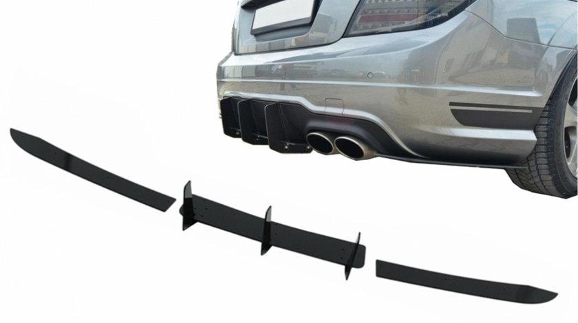 Extensie Difuzor Bara Spate compatibil cu Mercedes C-Class W204 C204 Limousine Coupe (2012-2014) Negru Lucios RDEXMBW204