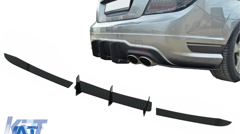 Extensie Difuzor Bara Spate compatibil cu Mercedes C-Class W204 C204 Limousine Coupe (2012-2014) Negru Lucios