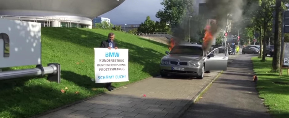 Fa cunostinta cu cel mai suparat proprietar de BMW. Si-a dat foc la masina chiar in fata sediului din Munchen