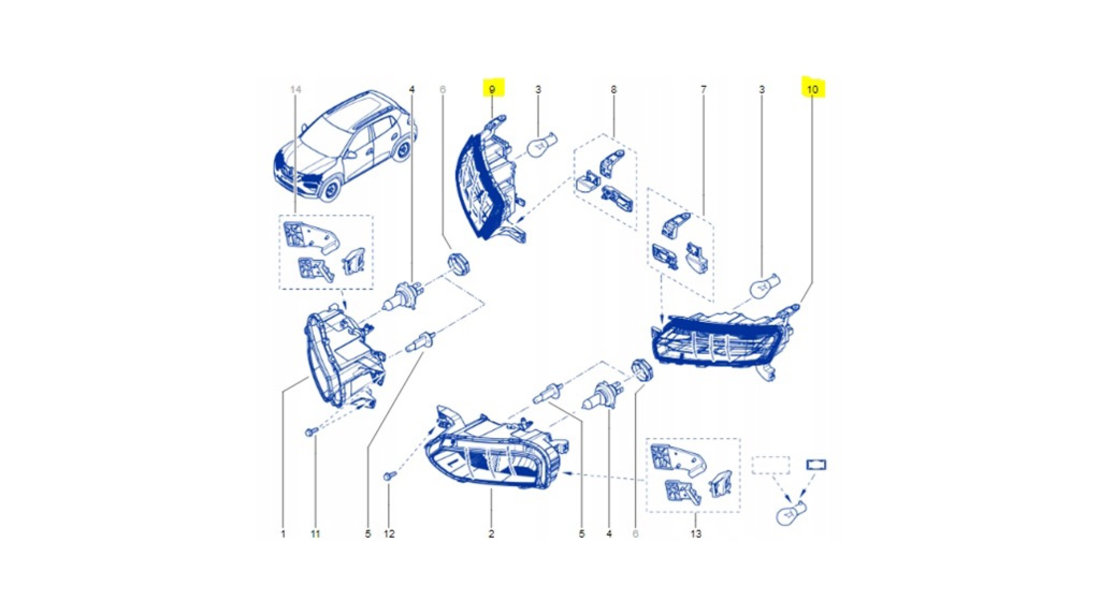 Far dreapta LUMINA ZI Dacia Spring NOU 266008993R OE (PARTEA SUPERIOARA)