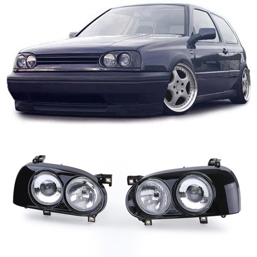 Far faruri Hella Twin look Dual Round VW Golf 3 cu lupa NOU