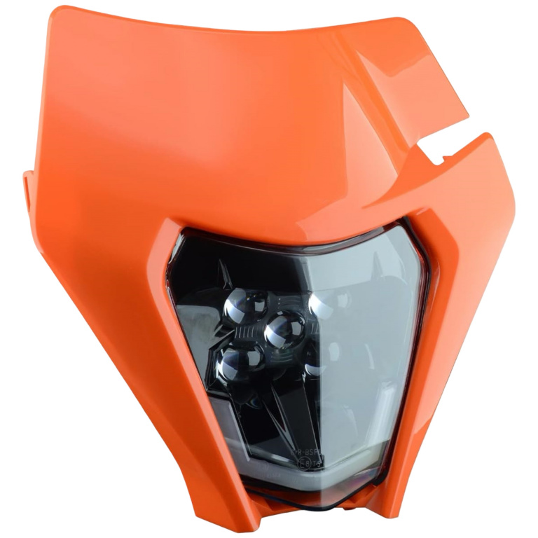 Far Led Si Carenaj Fata Pentru Motociclete Cross, Enduro, Supermoto Cu Faza Scurta Si Lunga Portocaliu HAL436