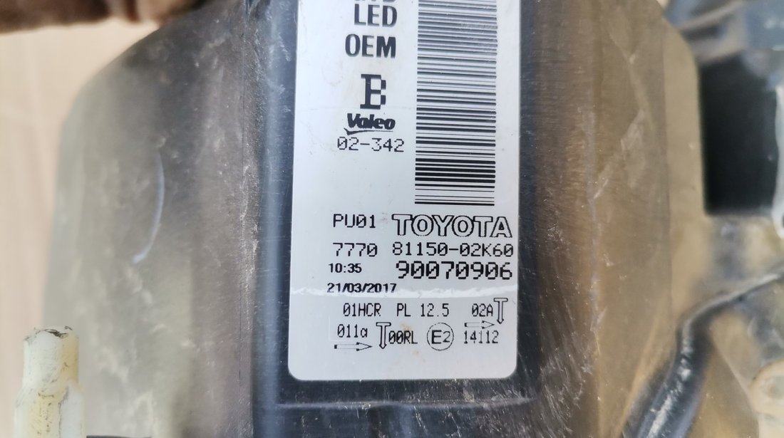 Far led stanga Toyota Auris E18 (2015-2019) cod 81150-02K60 / 90070906 pentru piese