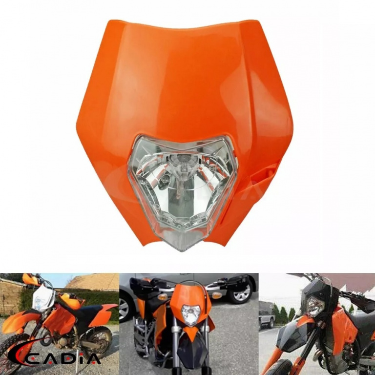 Far Si Carenaj Fata Pentru Motociclete Cross, Enduro, Supermoto Cu Faza Scurta Si Lunga Portocaliu HAL433