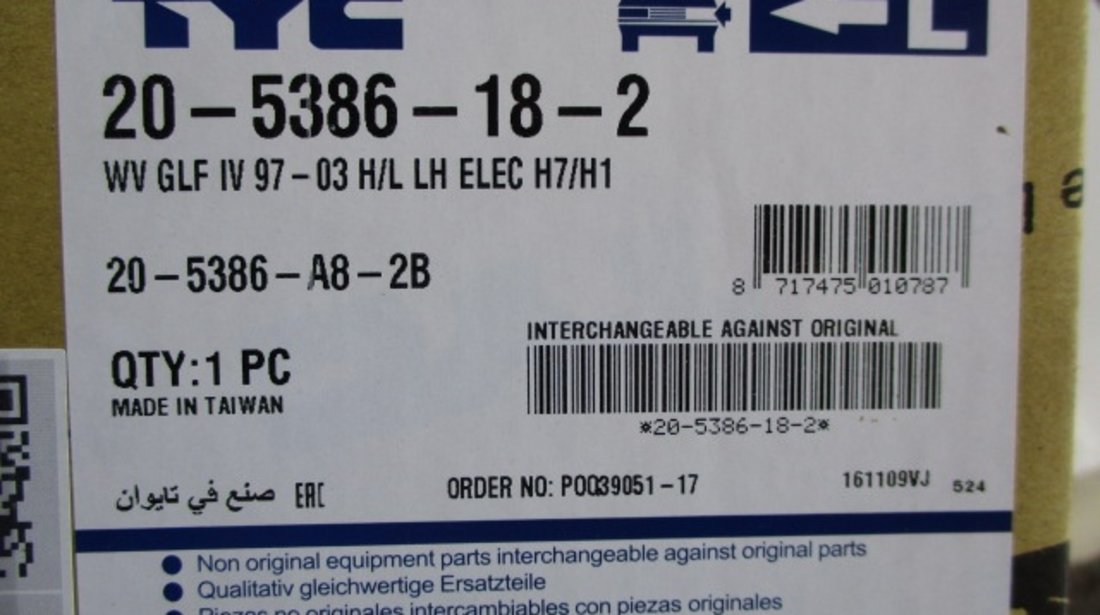 FAR STANGA TYC COD 20-5386-18-2 VW GOLF 4