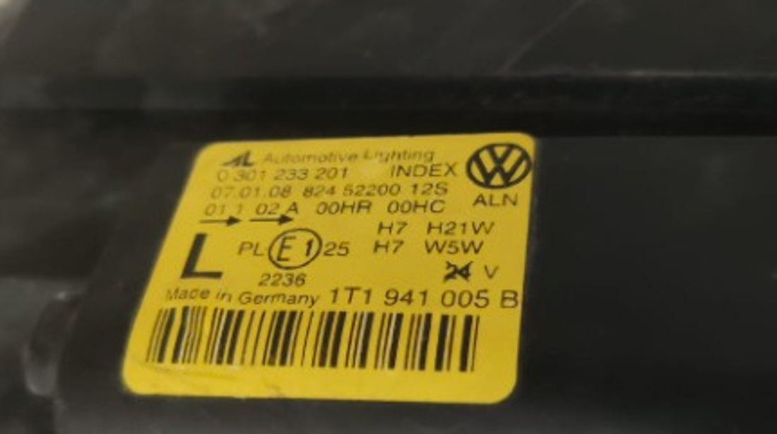 Far stanga Vw Touran 1T2 1.4 TSI 140 Cp /103 KW cod motor BMY , an fabricatie 2009 cod 1T1941005B