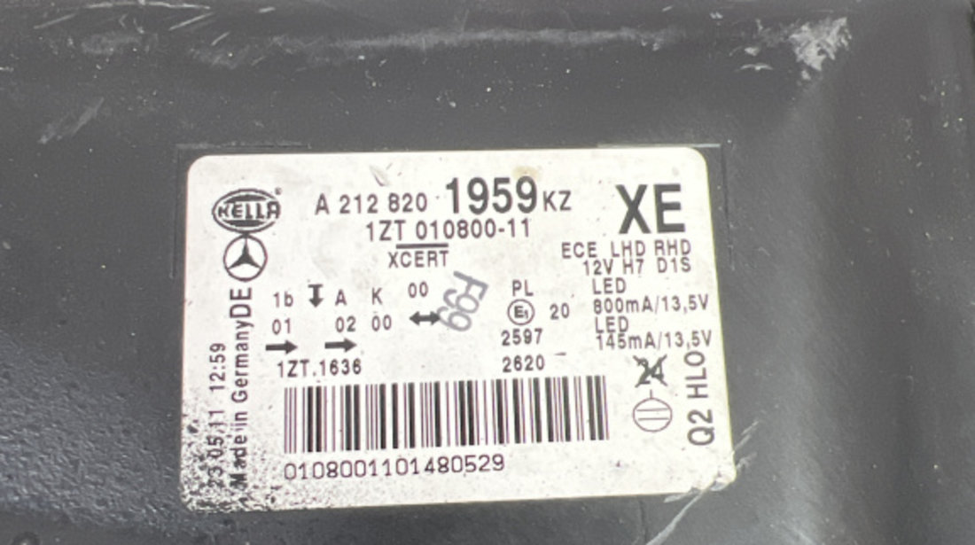 Far stanga xenon Mercedes E 220 W212 sedan 2011 (A2128201959)