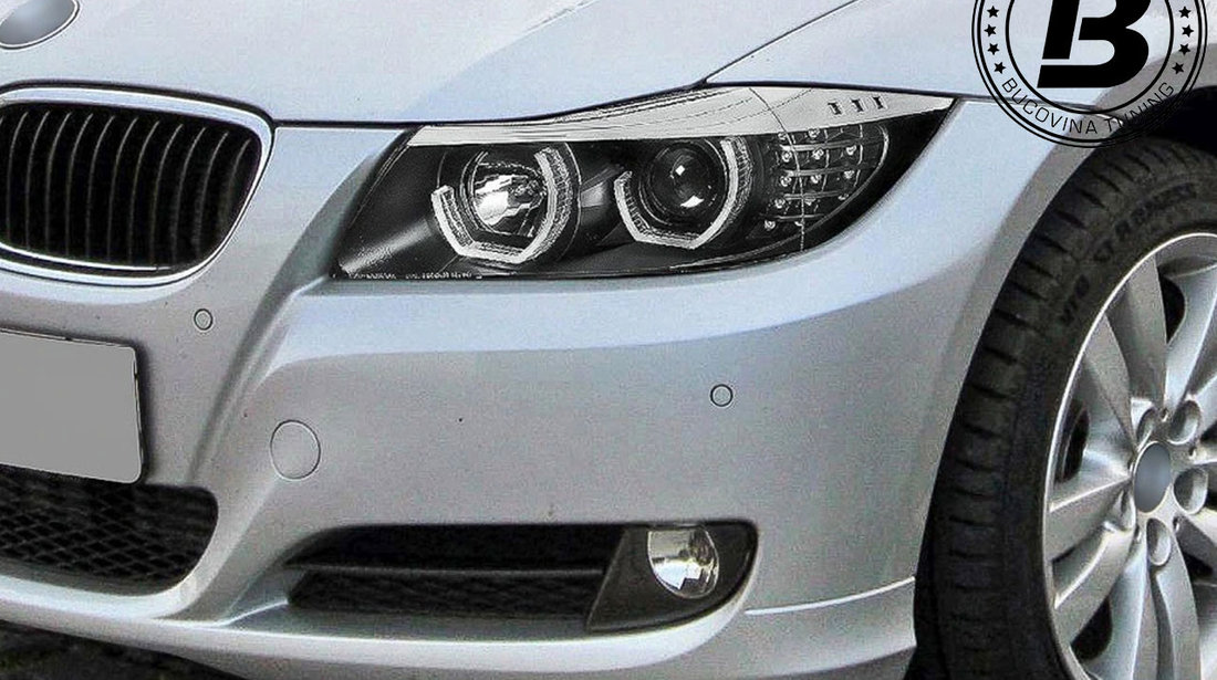 Faruri 3D LED Angel Eyes compatibile cu BMW Seria 3 E90 (05-08)