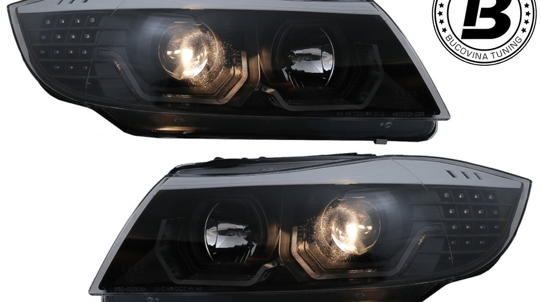 Faruri 3D LED Angel Eyes compatibile cu BMW Seria 3 E90 (05-08)