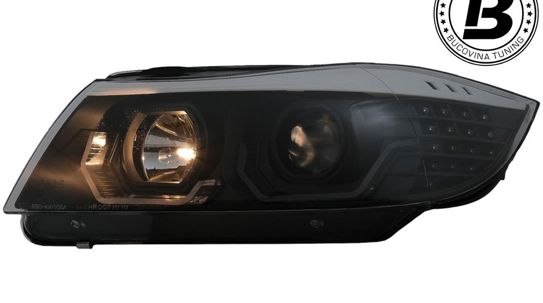 Faruri 3D LED Angel Eyes compatibile cu BMW Seria 3 E90 (05-08)