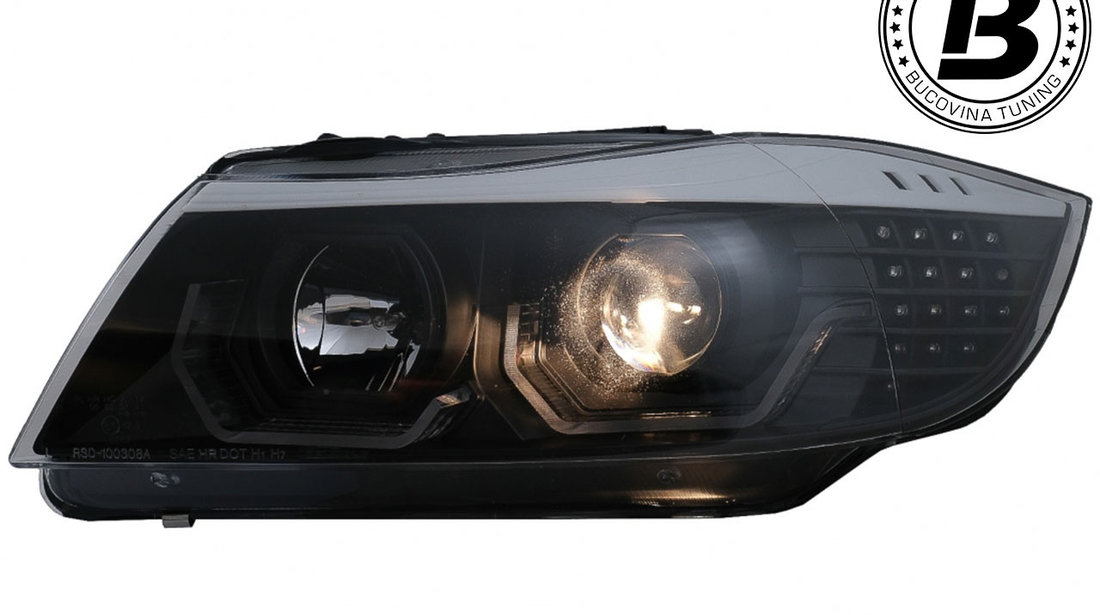 Faruri 3D LED Angel Eyes compatibile cu BMW Seria 3 E90 (05-08)