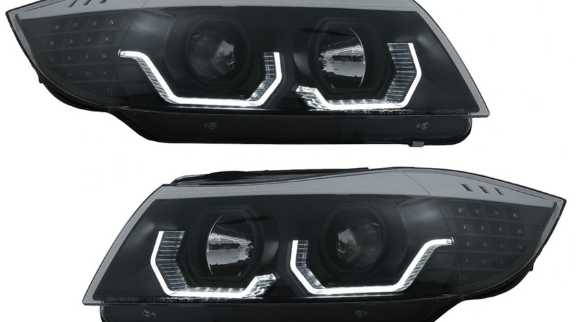 Faruri 3D LED Angel Eyes compatibile cu BMW Seria 3 E90 (05-08)