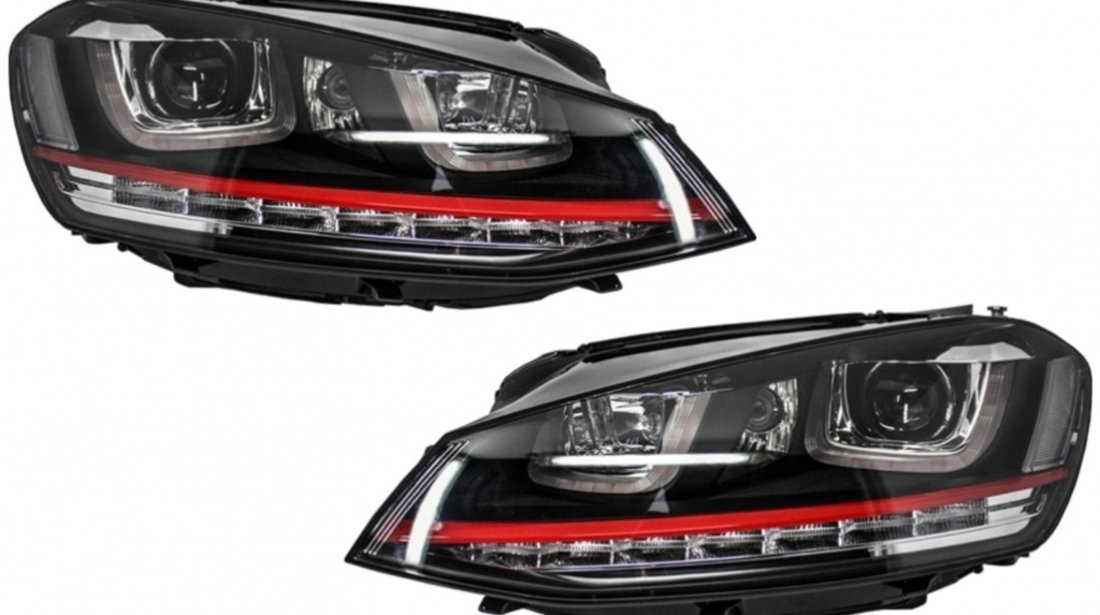 Faruri 3D LED compatibil cu VW Golf 7 VII (2012-2017) R20 GTI Design Semnal Dinamic LED HLVWG7GTILEDFW