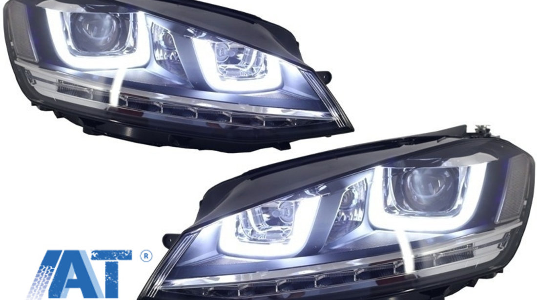 Faruri 3D LED compatibil cu VW Golf VII (2012-2017) R-Line LED Semnalizare Dinamica