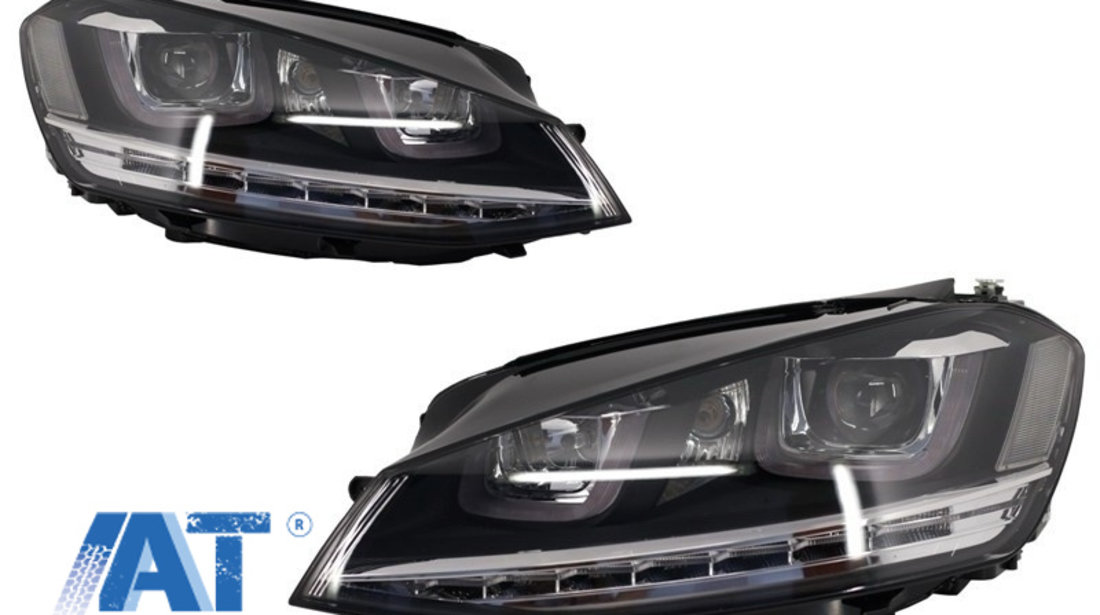 Faruri 3D LED compatibil cu VW Golf VII (2012-2017) R-Line LED Semnalizare Dinamica