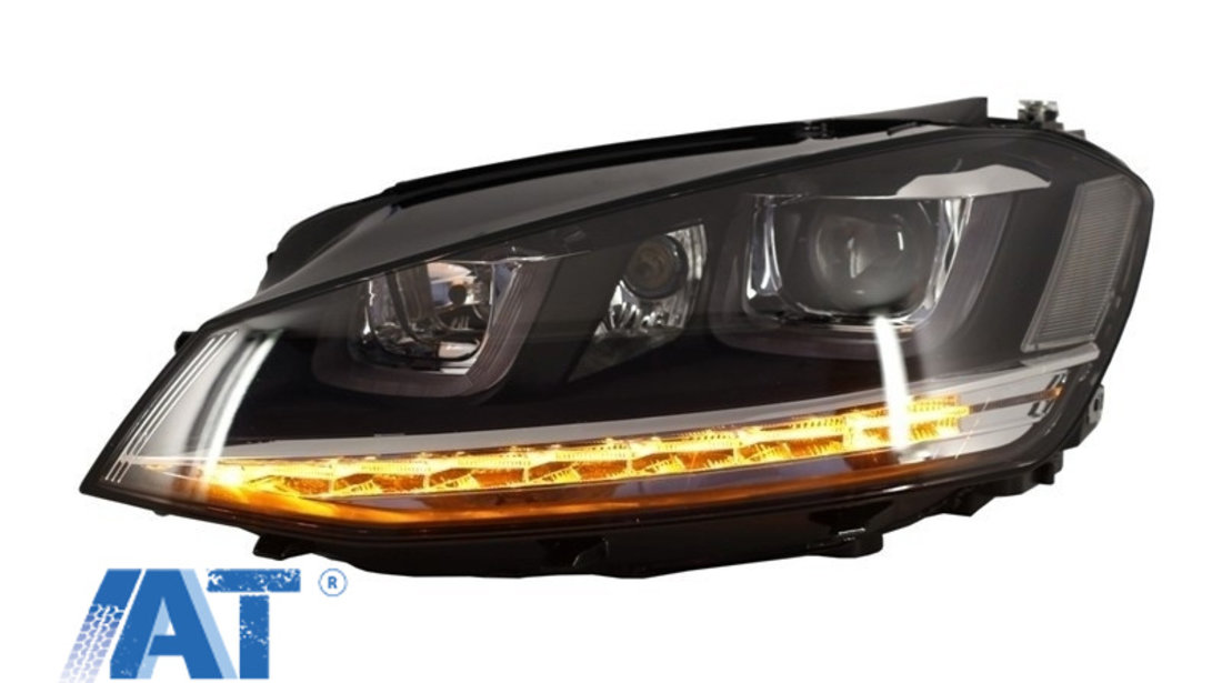 Faruri 3D LED compatibil cu VW Golf VII (2012-2017) R-Line LED Semnalizare Dinamica