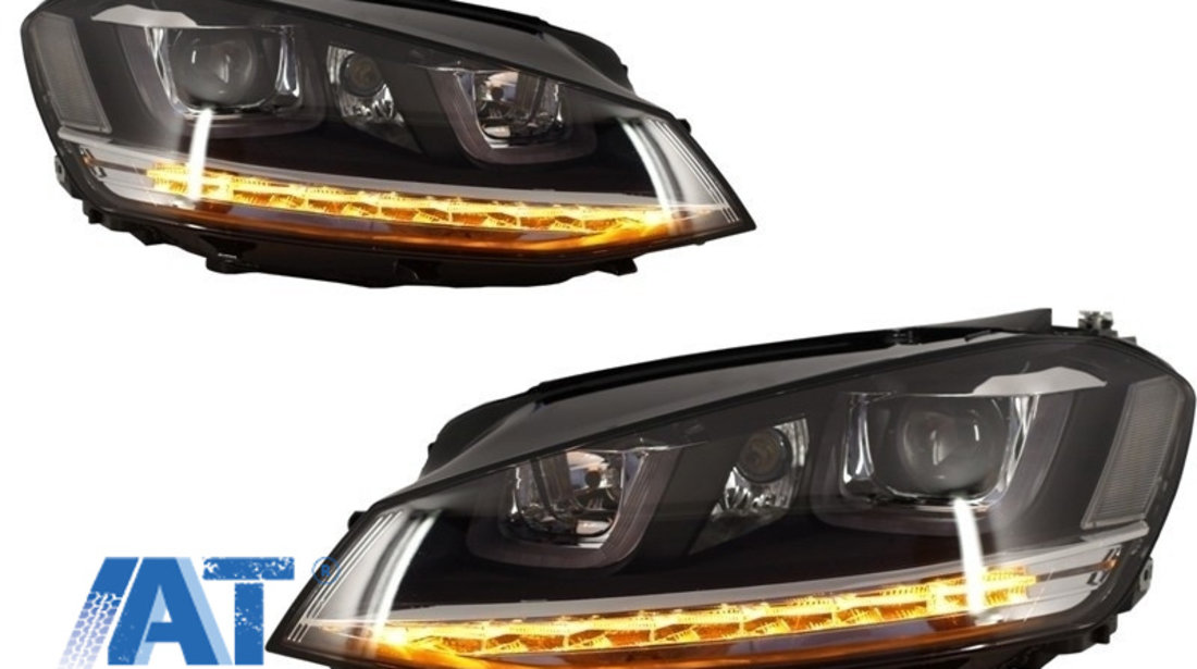 Faruri 3D LED compatibil cu VW Golf VII (2012-2017) R-Line LED Semnalizare Dinamica