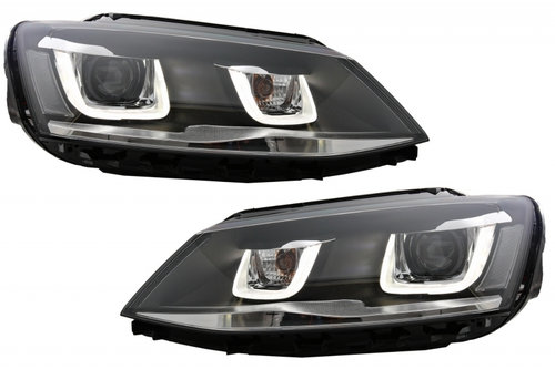 Faruri 3D LED compatibil cu VW Jetta Mk6 VI (2011-2017) GTI U Bi-Xenon Design RHD HLVWJ6URHD