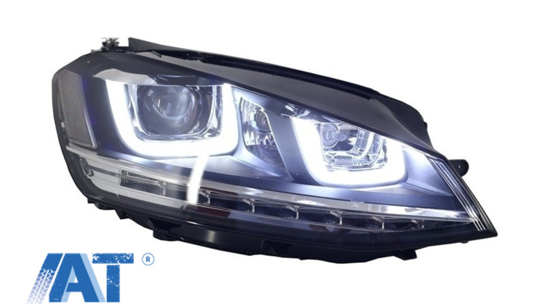 Faruri 3D LED Volan Dreapta compatibil cu VW Golf VII (2012-2017) R-Line LED Semnalizare Dinamica