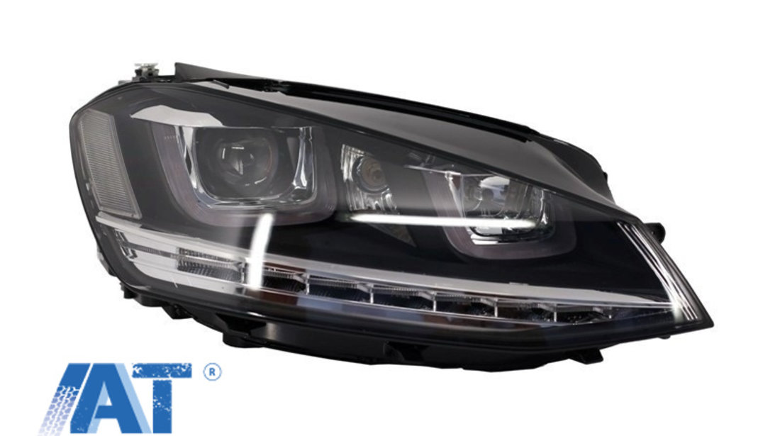 Faruri 3D LED Volan Dreapta compatibil cu VW Golf VII (2012-2017) R-Line LED Semnalizare Dinamica