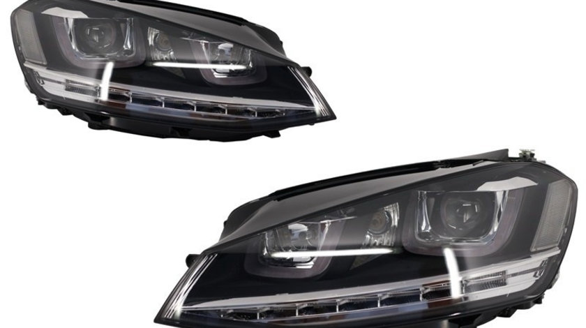 Faruri 3D LED Volan Dreapta compatibil cu VW Golf VII (2012-2017) R-Line LED Semnalizare Dinamica HLVWG7RLLEDFWRHD