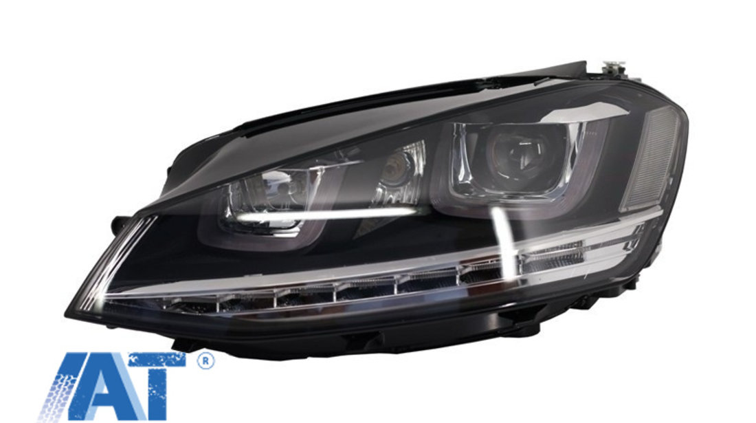 Faruri 3D LED Volan Dreapta compatibil cu VW Golf VII (2012-2017) R-Line LED Semnalizare Dinamica